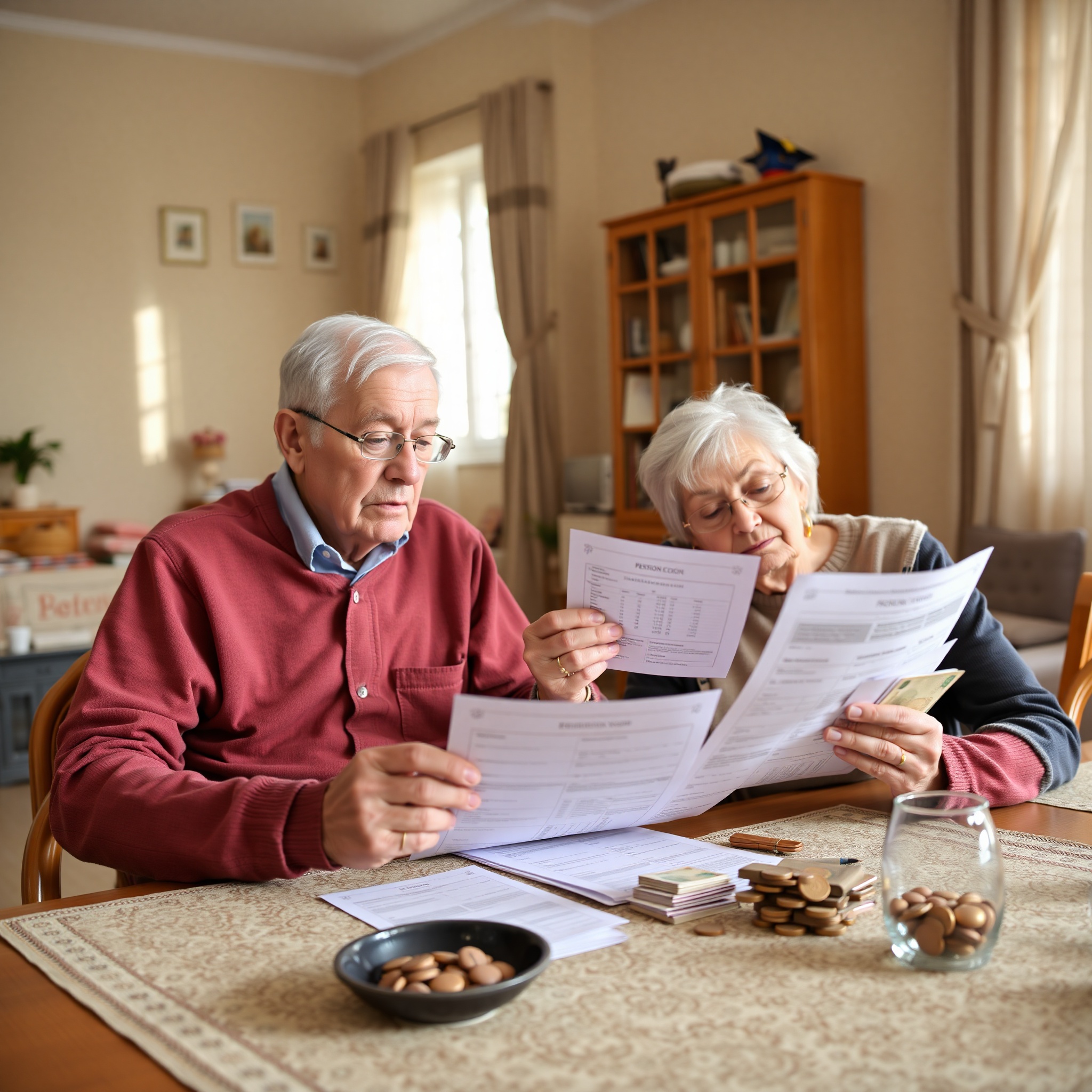 Фото пенсионеров, обсуждающих размер пенсионных выплат и льгот