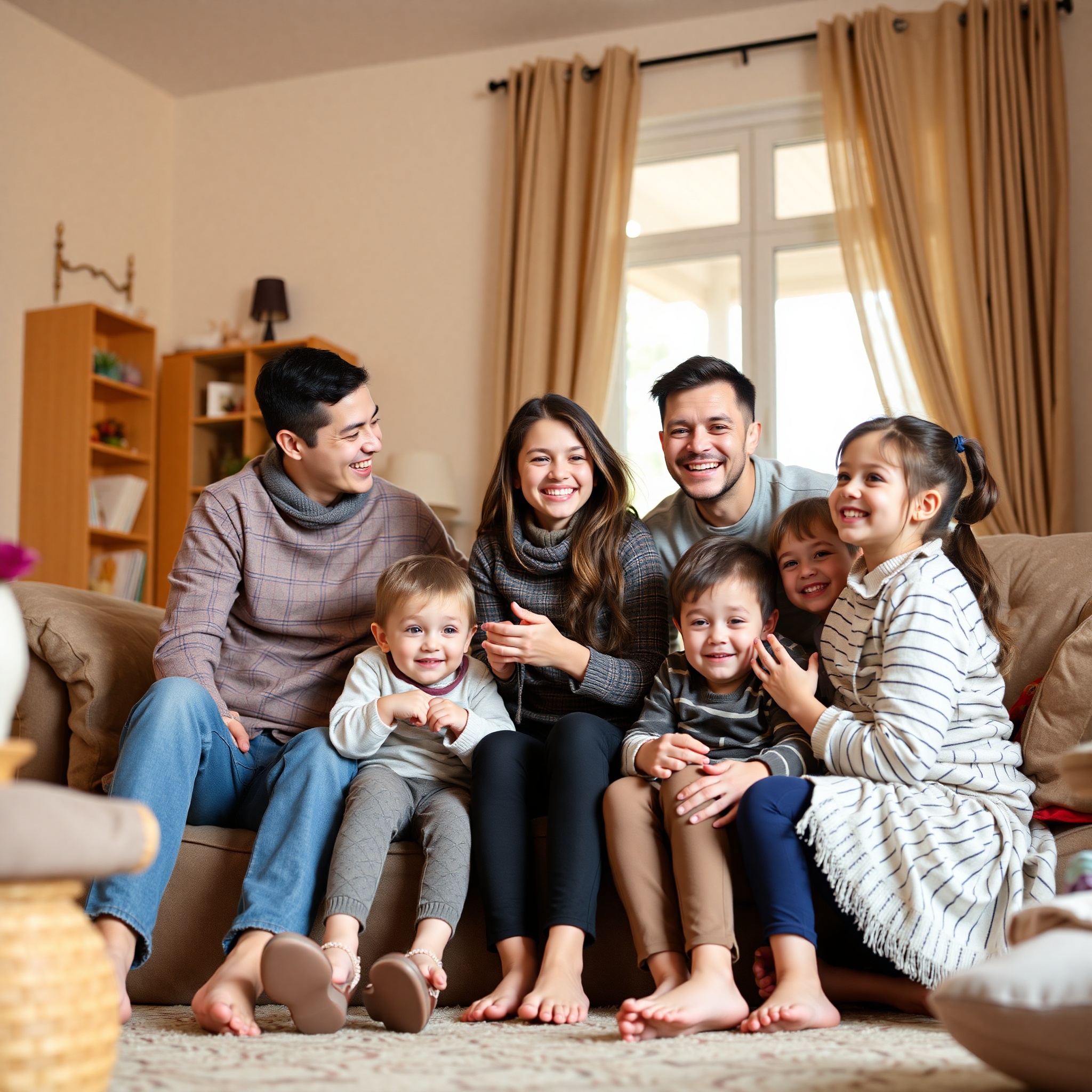 Профессиональное фото счастливой семьи дома