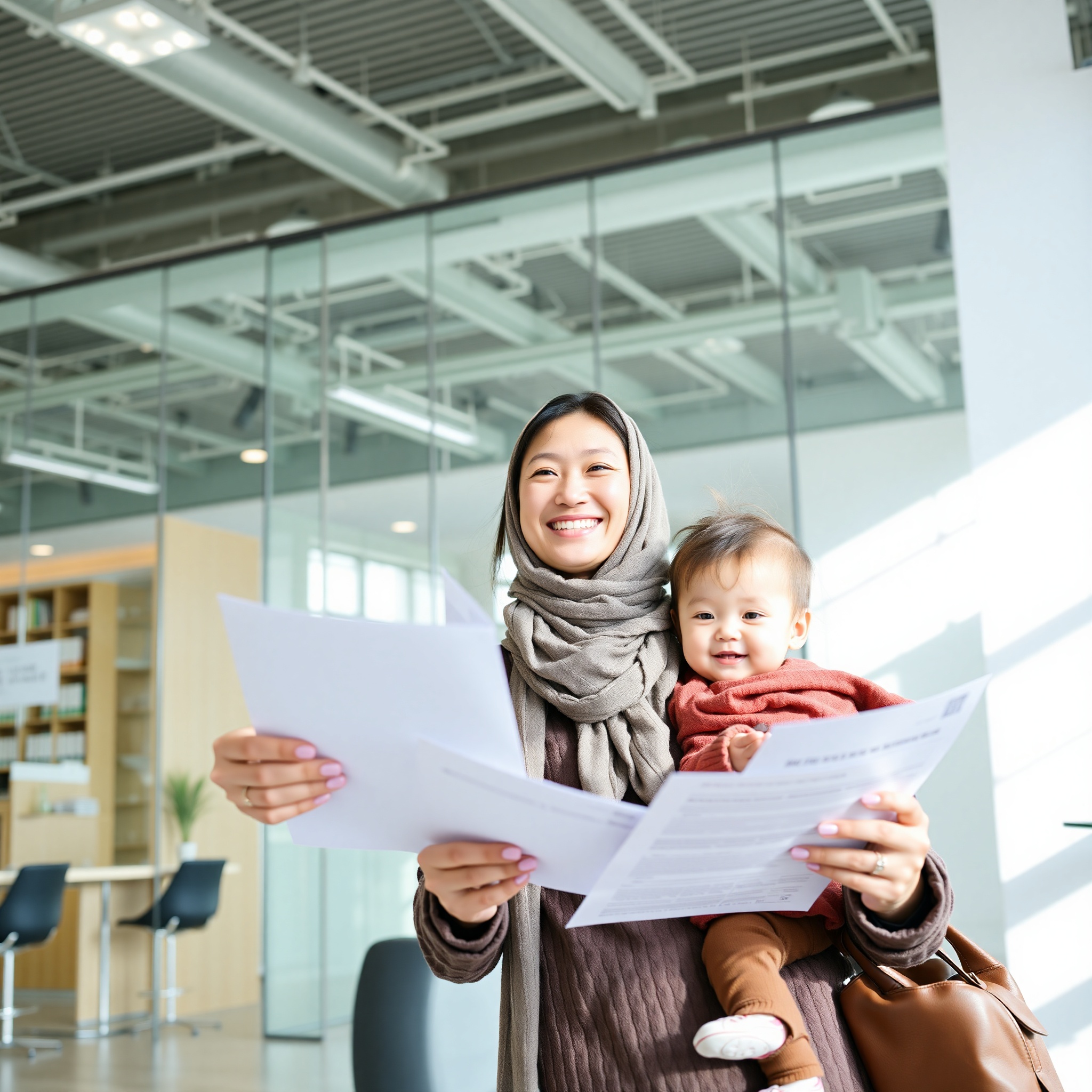Профессиональное фото матери с ребенком, получающей материнскую помощь в центре